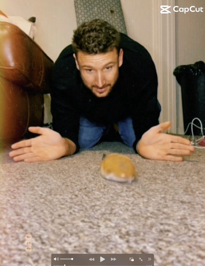 Chris and popcorn the hamster